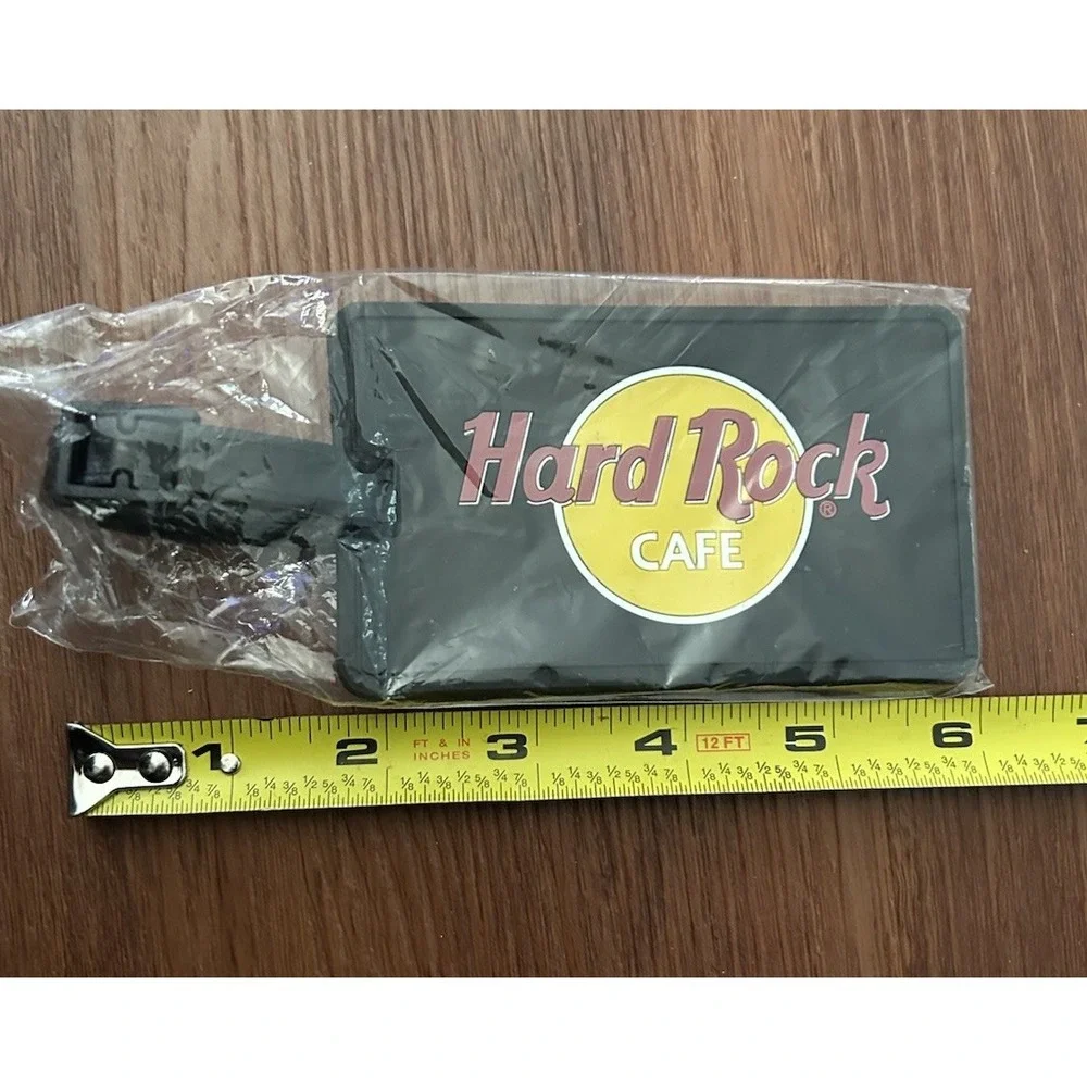 NEW Genuine Hard Rock Cafe Rubber‎ Travel Luggage Tag Black Personal Info Strap
